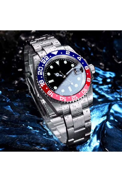 Choice4 glass(visible) back oyster-blue red 200m Waterproof Miyota8215 Automa...