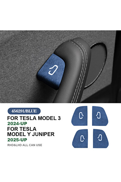 choice2 Blue-4pcs Italian Top Suede Door Switch Patch Trim Cover for Tesla Mo...