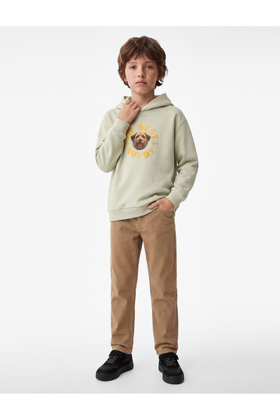 Koton Oversized Hooded Sweatshirt with Dog Print on the Front and Back, Long ...