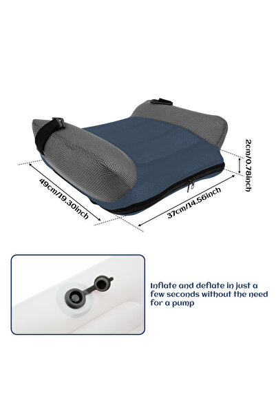 Choice Blue Inflatable Booster Car Seat PVC Travel Inflatable Seat Cushion Co...