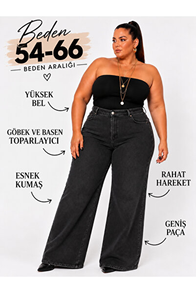 nd jeans Wide Leg Jeans Premium Women's Extra Large Size Super High Waist Es ...