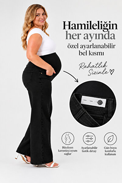nd jeans Büyük Beden Hamile Düz Paça Kot Pantolon-Esnek Yumuşak Dokulu Karın ...