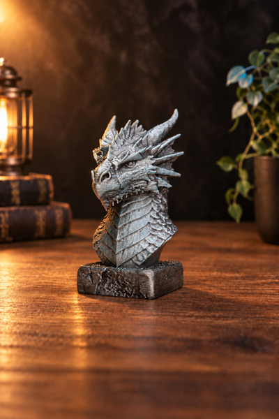 Makerpax Buz Ejderhası Büstü 12cm | Fantastik Ejderha Figürü | El İşçiliği De...