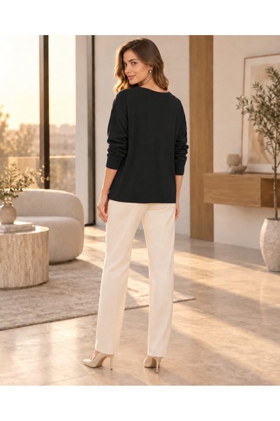 Butik Şans Buckle Detailed Crew Neck Knit Blouse