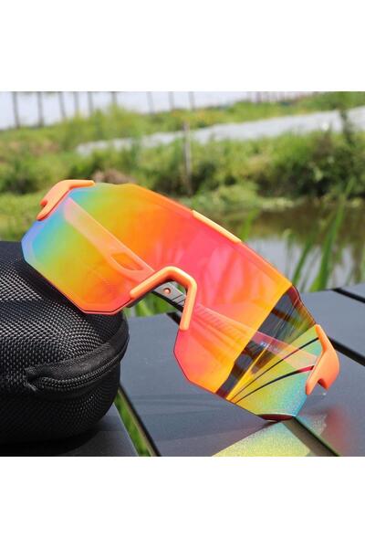 Choice3 Orange Silver Cycling Glasses for Men Uv400 Cycling Shades Bike Sungl...