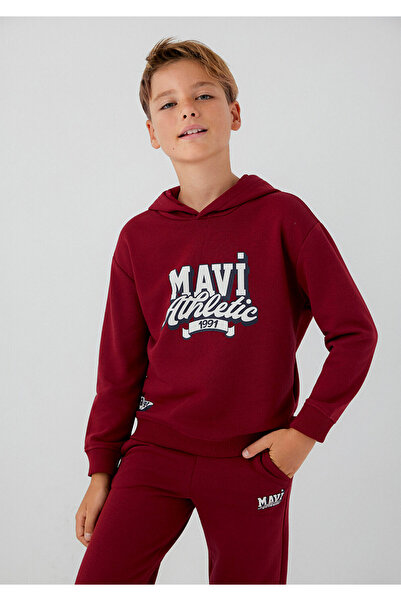 Mavi Kapüşonlu Kırmızı Sweatshirt 6S10210-84022