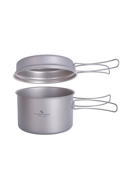 Choice 1200ml 500ml Ti2110C Boundless Voyage Titanium Pot Pan Set with Foldin...