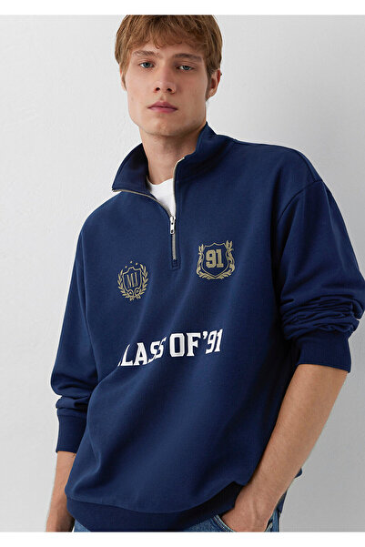 Mavi MJ Baskılı Dik Yaka Lacivert Sweatshirt 0S10686-82318