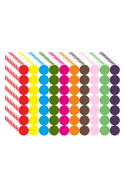 Choice MULTI 700 Pcs 3/4" Color Dot Stickers, 10 Colors, Round Labels for Inv...