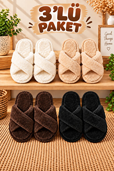 star shoes 3'lü Paket Terlik Ev Terliği Çeyiz Bohça Seti