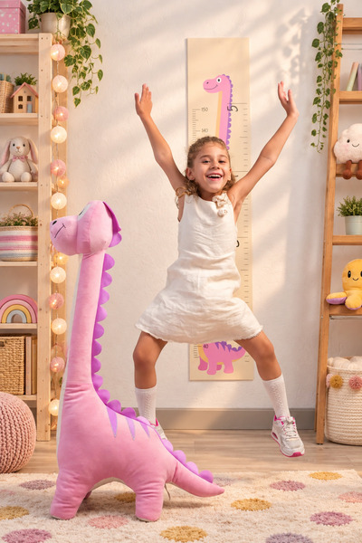 Pufu Toys Dinozor Peluş Yastık Oyuncak - Pembe (1 METRE)