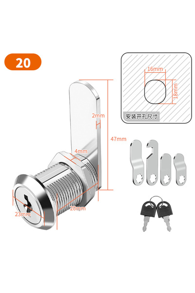 Choice1 20mm 16/20/25/30mm Cam Lock Set Door Cabinet Mailbox Drawer Cupboard ...