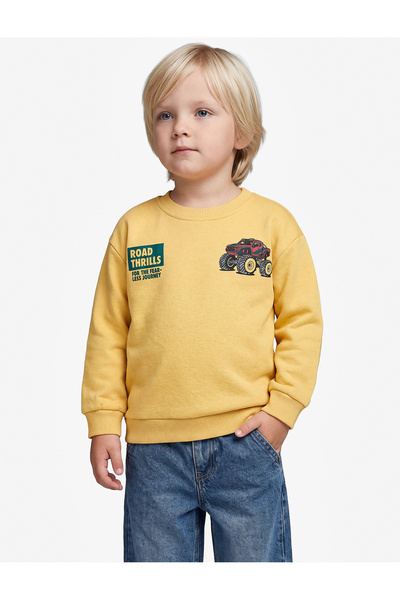 Koton Baskı Detaylı Şardonlu Bisiklet Yaka Uzun Kollu Sweatshirt