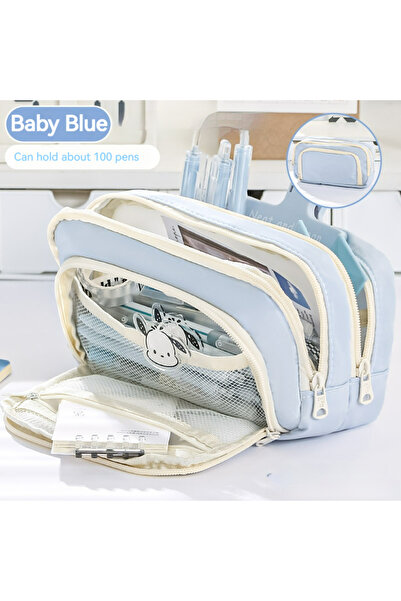 Choice Blue A Large-capacity Multi-layers Pencil Case Simple Multi-purpose St...