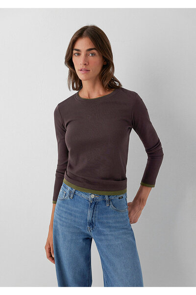 Mavi Double Layer Look Brown T-Shirt Slim Fit / Narrow Fit 1614184-70240