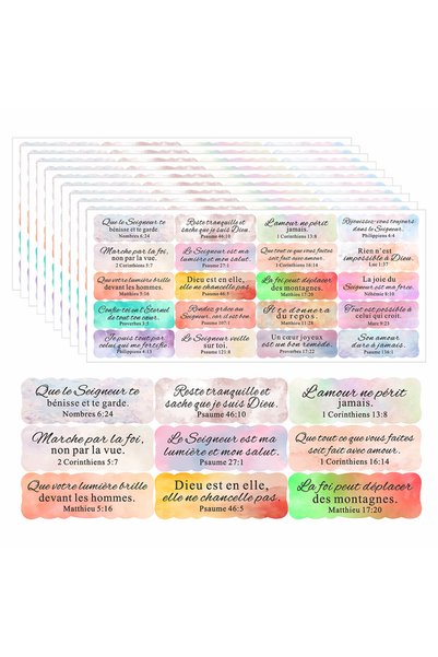 Choice Mixed Color 200 Pcs French Bible Verse Stickers – Inspirational Script...