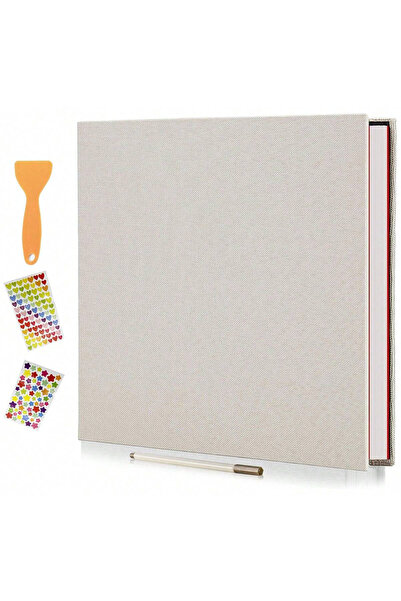 Choice Off white Photo Album Self Adhesive 11x10.6 Scrapbook 40 Pages Linen C...