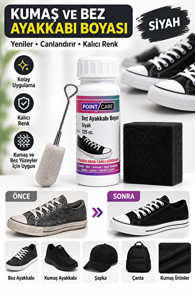 Point Siyah Kumaş ve Bez Ayakkabı Boyası 125 ml – Süngerli Kumaş Ayakkabı Yen...