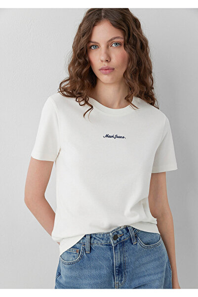 Mavi Jeans Embroidered Ecru T-Shirt Slim Fit / Narrow Cut 1614201-80194