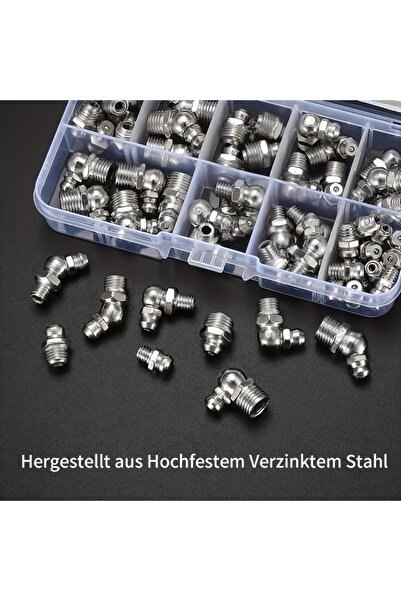 Choice 60pcs 60Pcs Metric Grease Fitting Kit 9 Type Galvanized Metal Hydrauli...