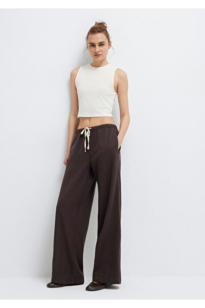 Mavi (Tencel TM) Lyocell Karışımlı Bağcıklı Kahverengi Pantolon 1011268-70219