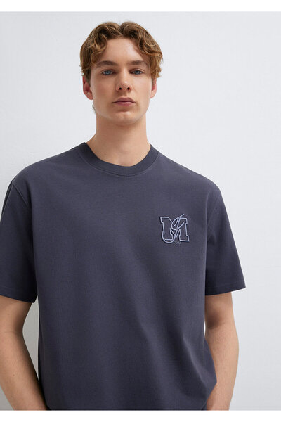 Mavi Mj Logo Detailed Gray T-Shirt Loose Fit / Comfortable Cut 0612885-70101
