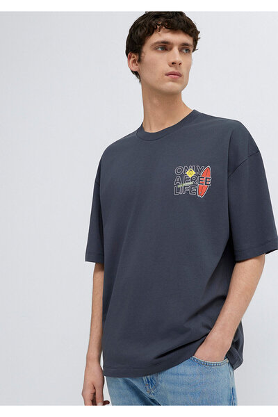 Mavi Printed Anthracite T-Shirt Oversize / Wide Cut 0613621-80106