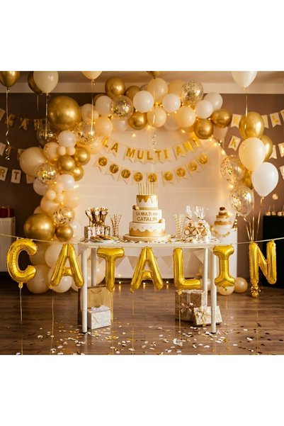 Generic Brand Litere Baloane CATALIN – Auriu Metalic, 7 buc, 40 cm