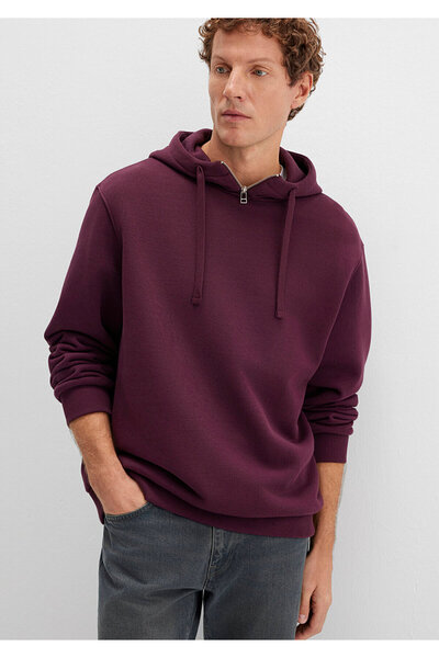 Mavi Fermuar Detaylı kapüşonlu Bordo Sweatshirt 0S10473-70434
