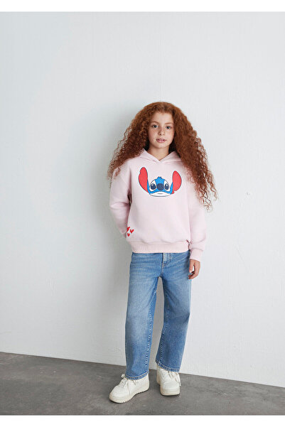 Mavi Stitch Baskılı Kapüşonlu Pembe Sweatshirt 7S10165-71007