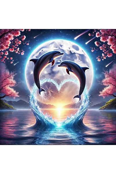 Choice Full Round 30X30cm 2128 Huacan Dolphin DIY Diamond Paintings Moon Full...