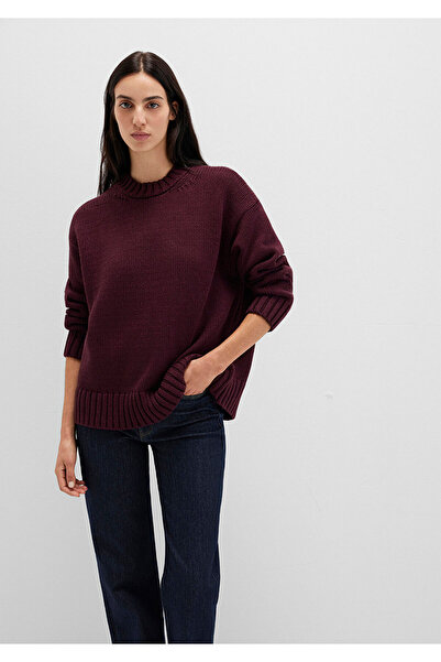 Mavi Bisiklet Yaka Bordo Kazak Oversize / Geniş Kesim 1710516-70434