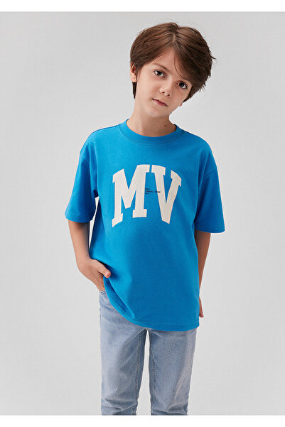 Mavi MV Logo Baskılı Tişört Loose Fit / Bol Rahat Kesim 6610213-83865