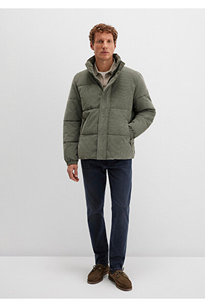 Mavi Dik Yaka Yeşil Kadife Ceket Loose Fit / Bol Rahat Kesim 0110476-85485