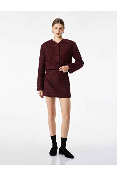 Koton Wool Blend A-Line Tweed Mini Skirt