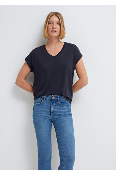 Mavi V Yaka Lacivert Basic Viskoz Tişört Regular Fit / Normal Kesim 167714-85315