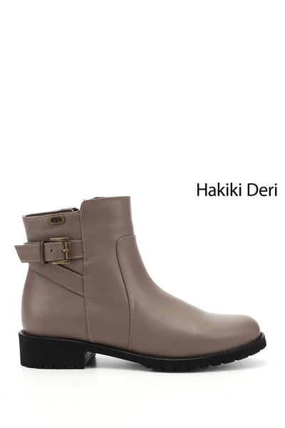 GÖNDERİ(R) Women's Mink Floater Zippered Rubber Sole Genuine Leather Boots