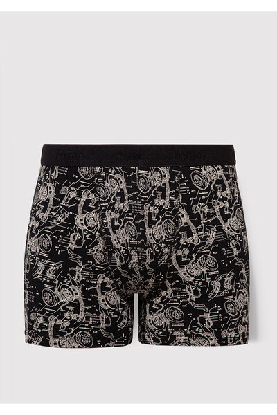 Mavi Grafik Baskılı Siyah Boxer 092070-900