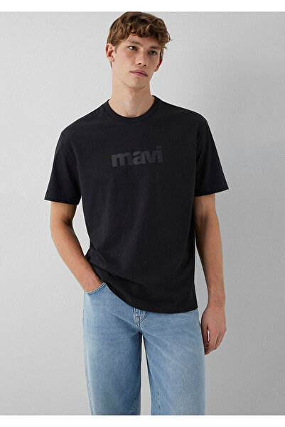 Mavi Logo Printed Black T-Shirt Loose Fit 0611807-900