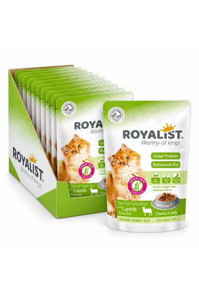 Royalist Hrană umedă fără cereale pentru pisici adulte sterilizate, cu miel în aspic, 12 x 85 g
