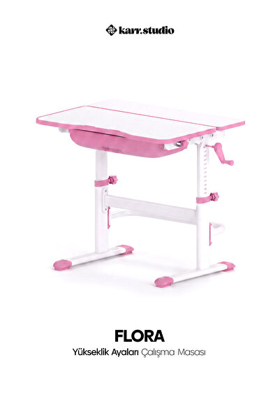 Karr Kids Flora Yükseklik Ayarlı Çocuk Çalışma Masası - Pembe