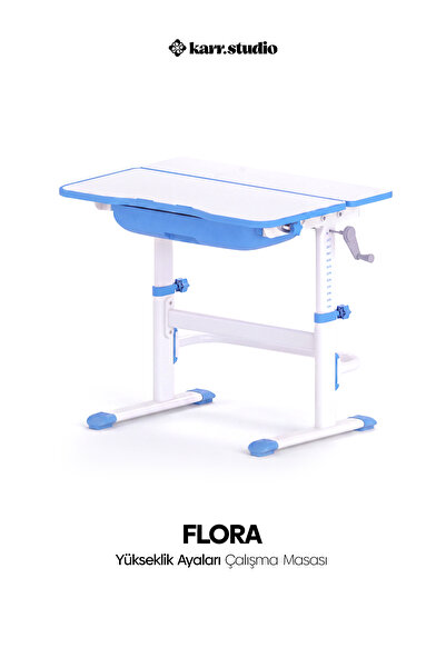Karr Kids Flora Yükseklik Ayarlı Çocuk Çalışma Masası - Mavi