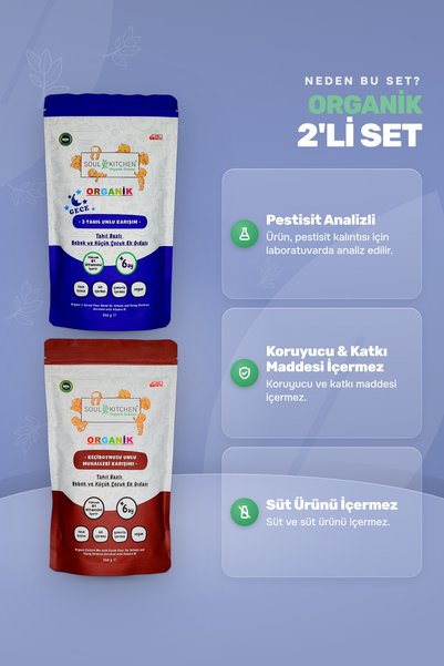 Soul Kitchen Organik Ürünler Organik Bebek Gece Maması, Keçiboynuzlu Muhallebi B1 Vitaminli 2'li Set +6 Ay