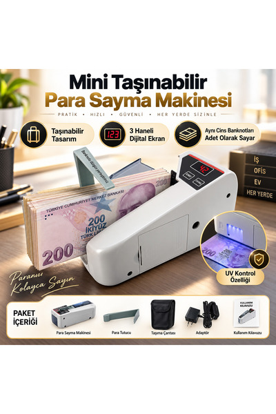 Artnest Para Sayma Makinesi Kauçuk Sayaç Hafif Ve Taşınabilir UV Işın Para Ko...