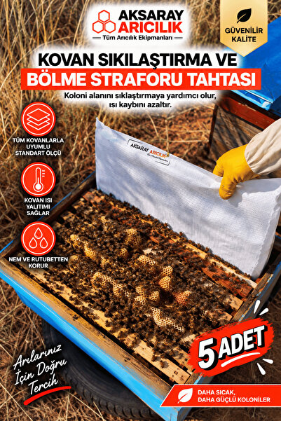 Aksaray Arıcılık Arı Kovanı Sıkılaştırma ve Bölme Straforu 5 Adet 45x25 cm 3 ...