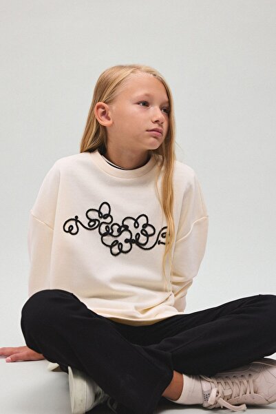 DeFacto Printed Long Sleeve Sweatshirt Top Spanish Leg Bottom 2-Piece Set Gir...