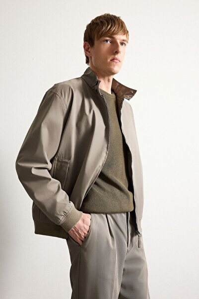 DeFacto Oversized Long Sleeve Polo Collar Cotton Zippered Coat F8506Ax26Sp