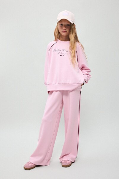 DeFacto Crew Neck Printed Sweatshirt Top Jogger Sweatpants 2-Piece Set I5712A...