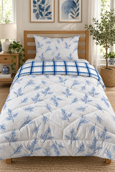 Evmila Double Sided Patterned Quilted Quilt - Single Sleeping Set-Without Baddle
