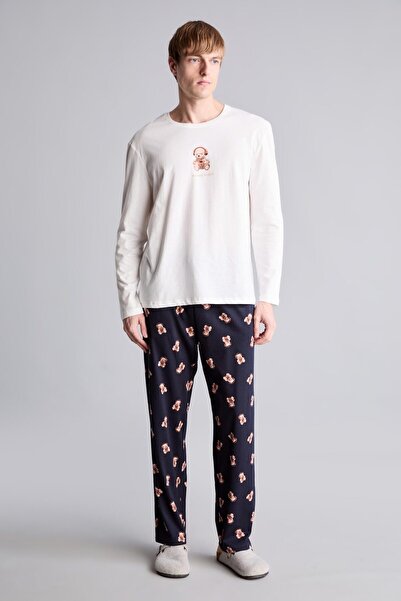 DeFacto 100% Cotton Regular Fit Printed Long Sleeve 2-Piece Pajama Set I3176A...
